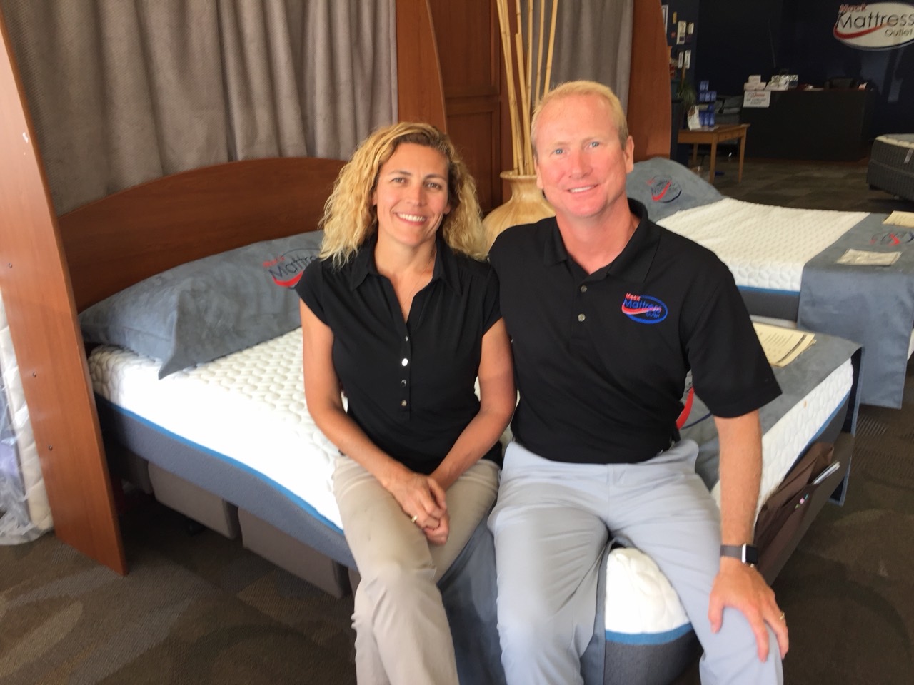 David and Sherrie Bower in a Mack Mattress showroom