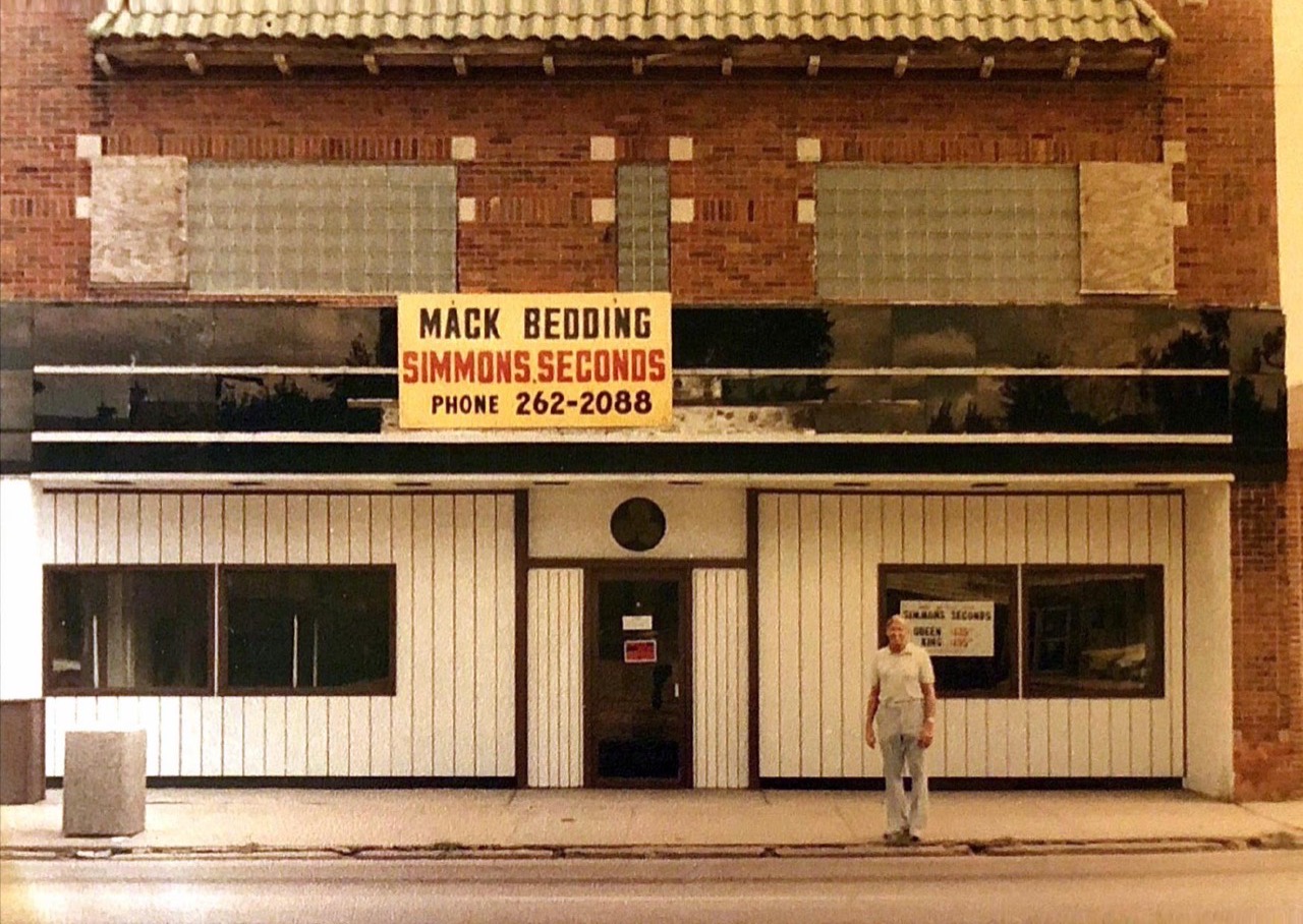 An early Mack Bedding and Simmons Seconds storefront