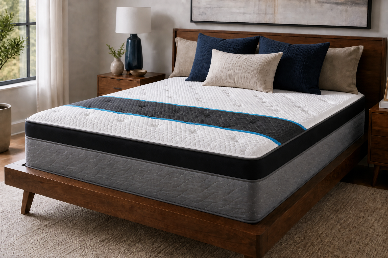 Acacia Select 13" Euro Top Medium Mattress in a bright, finished bedroom