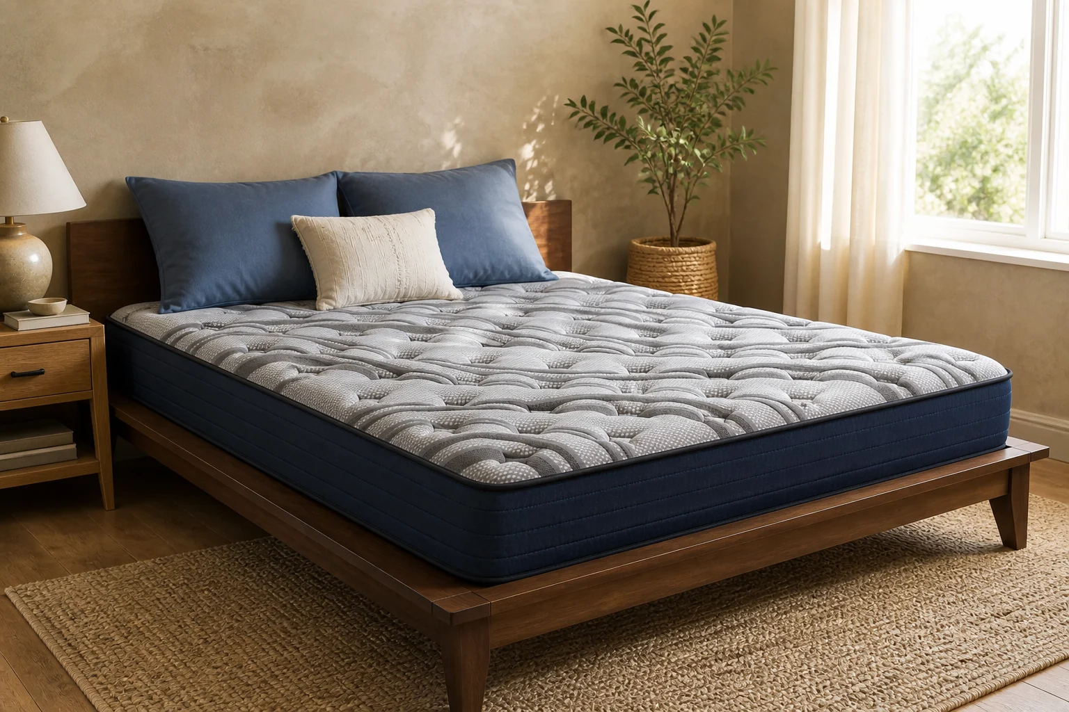 Cypress 8" Innerspring Mattress in a bright, finished bedroom