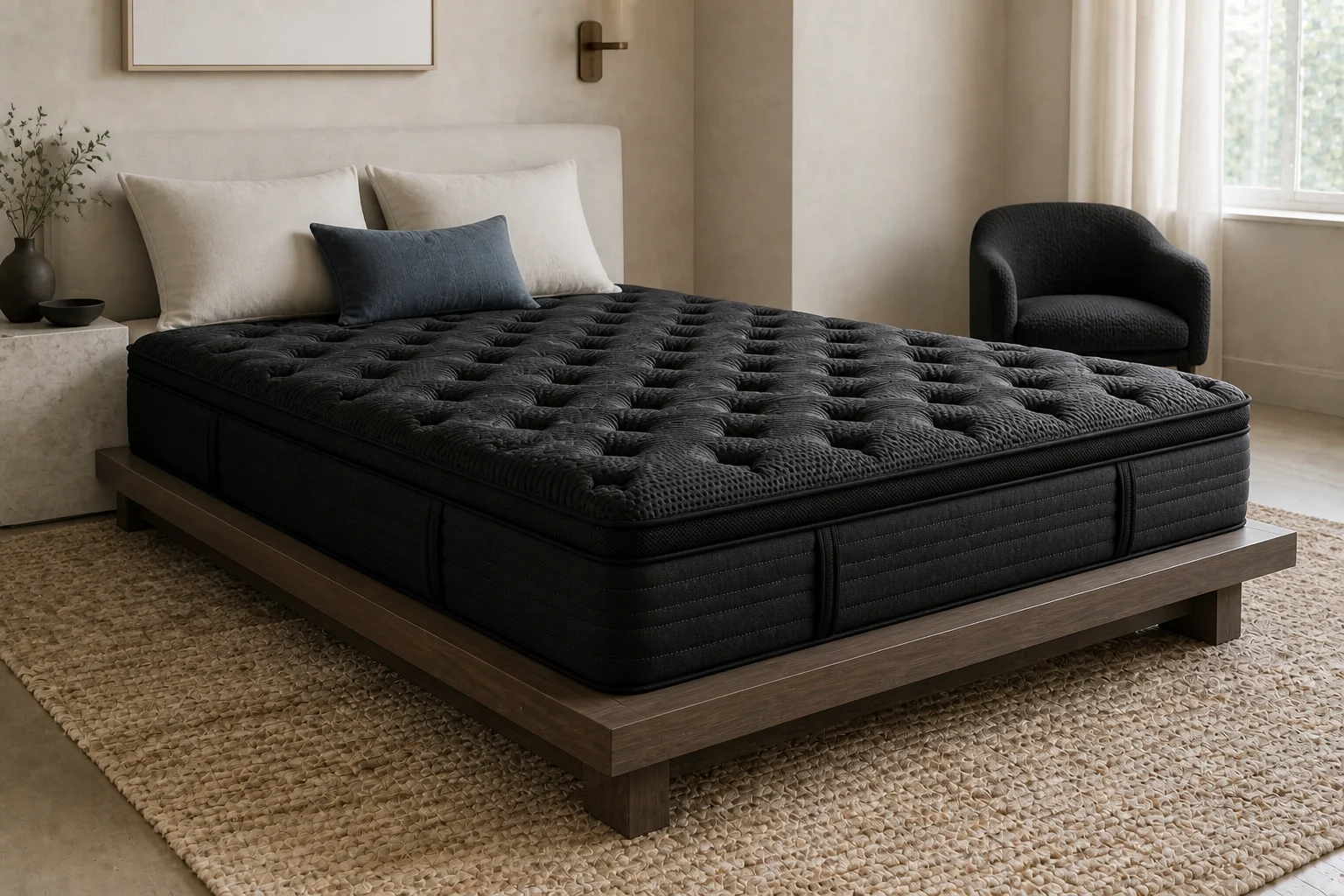 Glacial Freeze mattress in a finished bedroom