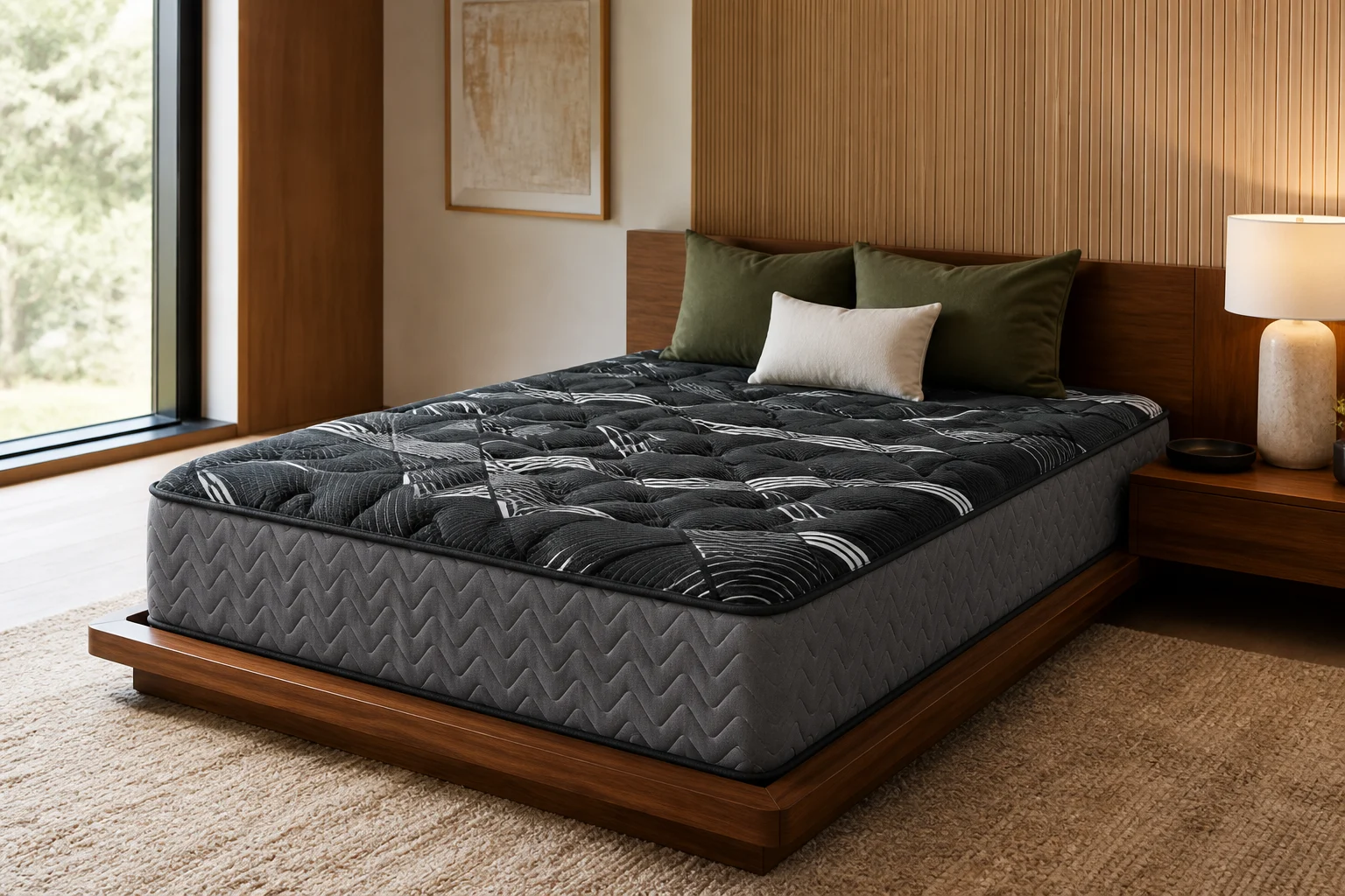 Redwood 14" Gel Cooling Euro Top Mattress in a bright, finished bedroom