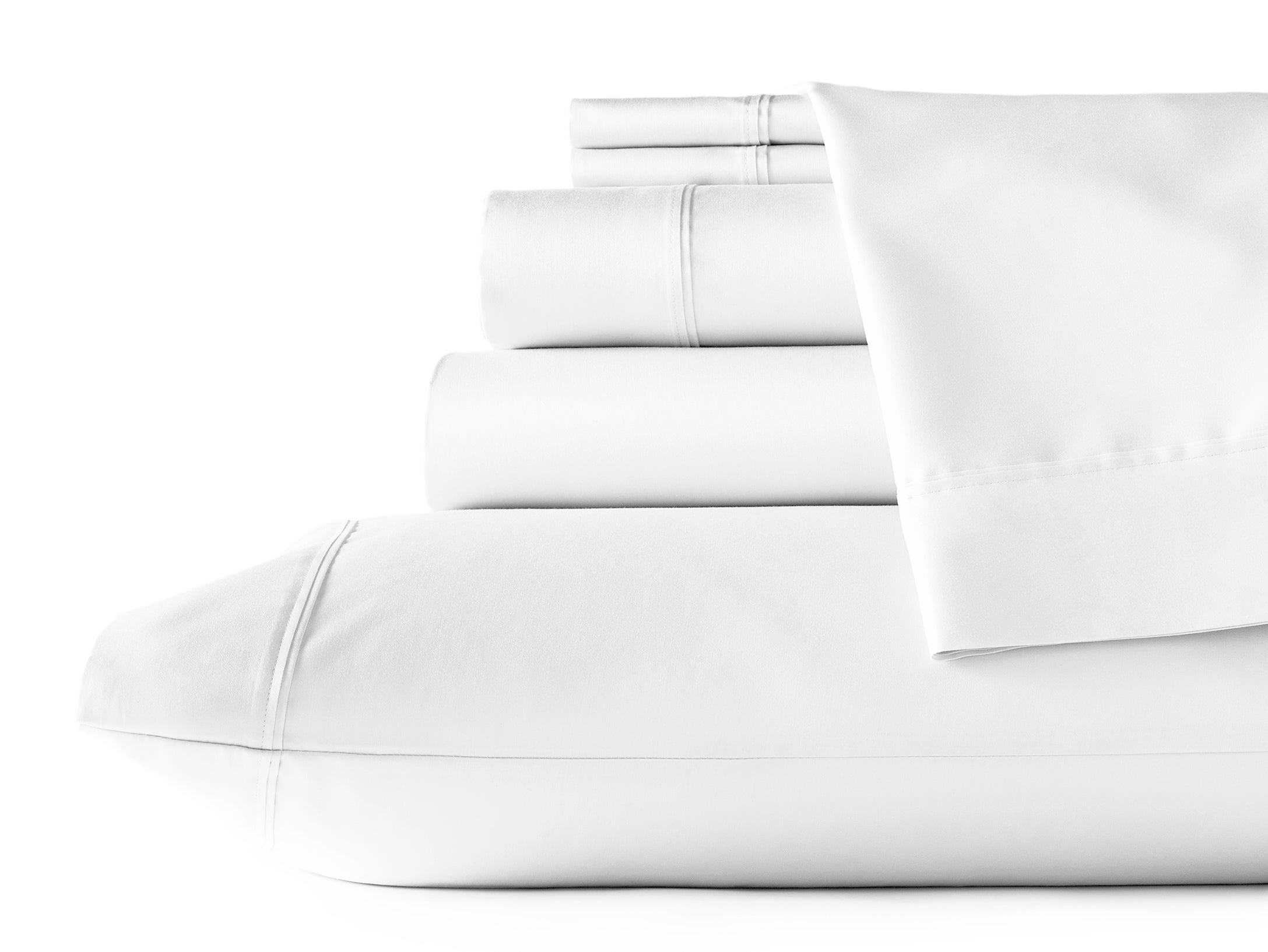 Sleeptone Eucalyptus Sheet Set - Assorted Colors — White eucalyptus sheet set with fitted sheet, flat sheet, and pillowcases