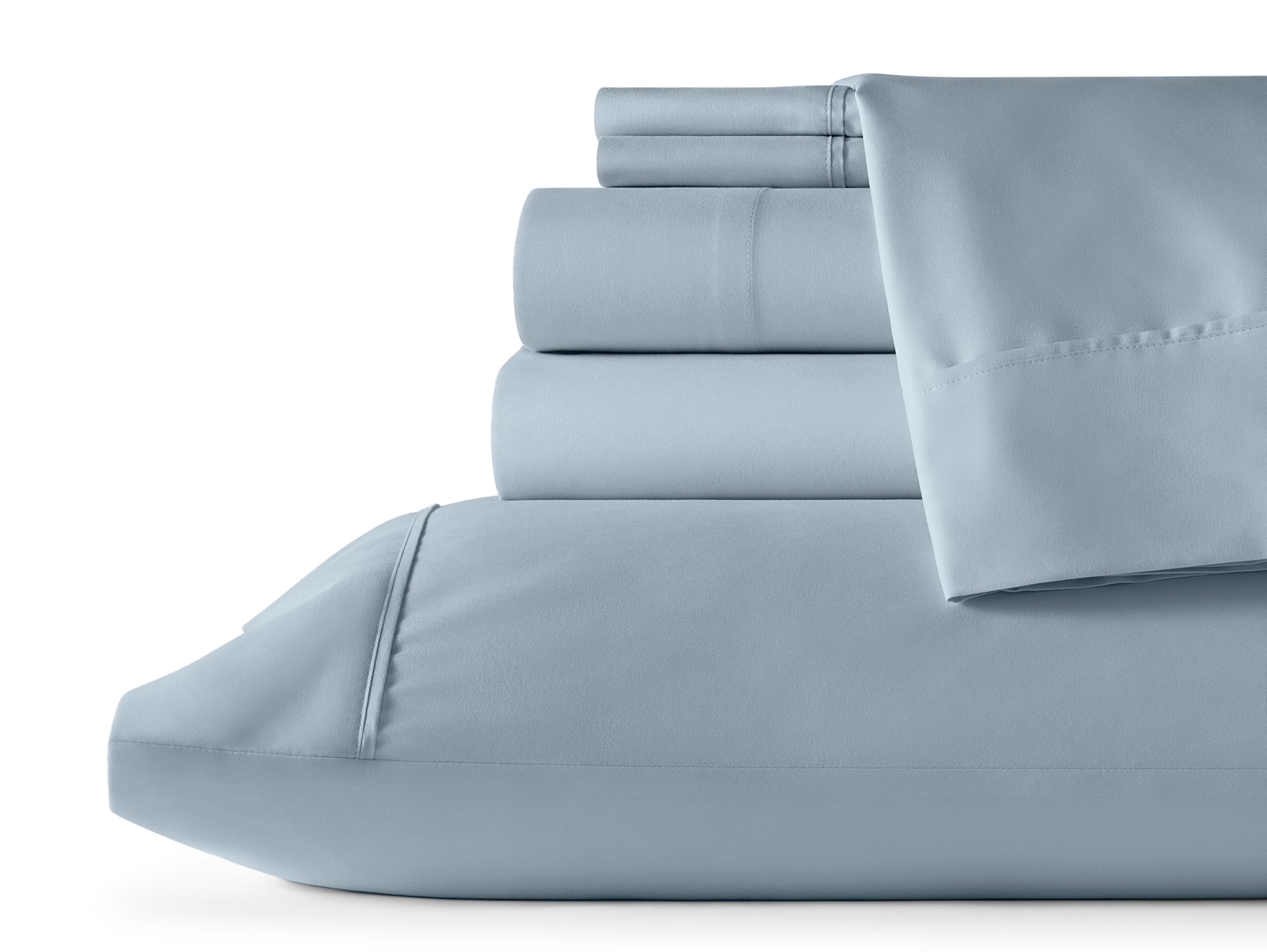 Sleeptone ULTRAWEAVE Microfiber Sheet Set — Ice blue Ultraweave microfiber sheet set with fitted sheet, flat sheet, and pillowcases